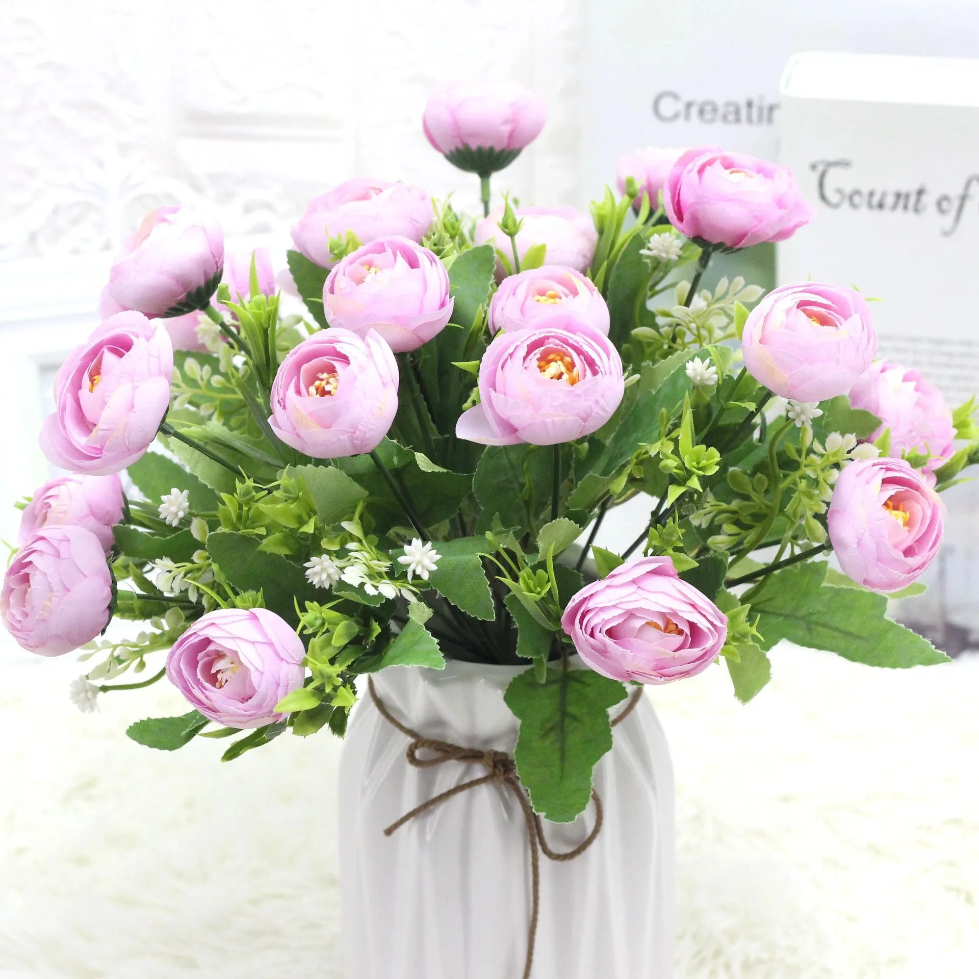 5PCS Artificial Flower Simulation Silk Flower Dried Flower Fake Flower