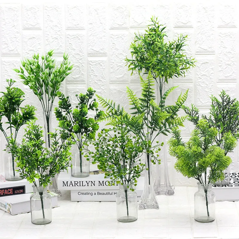 Artificial Plant Decorations Artificial Flower Silk Flower Plastic Fake Green Plants 4PCS