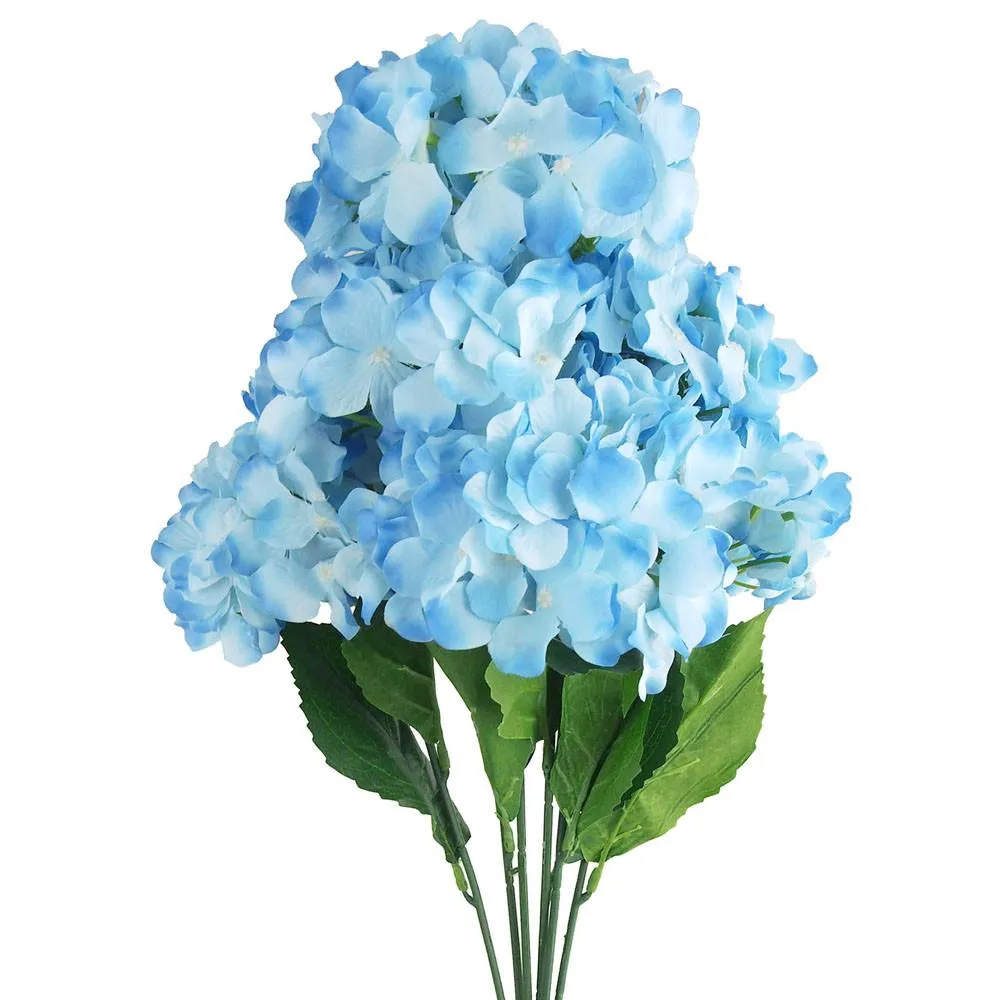 Artificial Silk Hydrangea Bouquet Flowers, 22-Inch, Blue