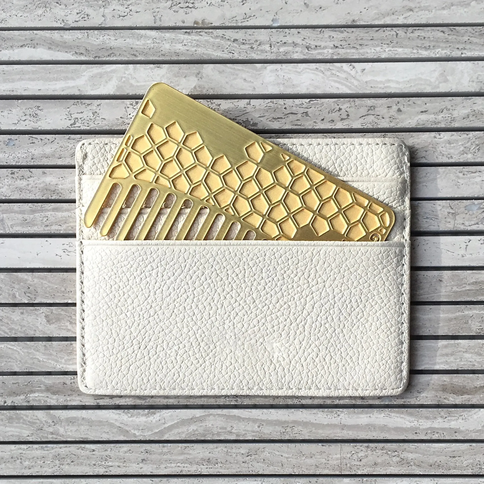 Brass Tile Mirror Comb | Metal Wallet-Sized