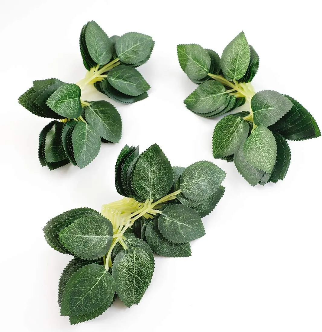 Bulk 100pcs Artificial Rose Leaves for DIY Wedding Cake Presentation & Packaging Wholesale