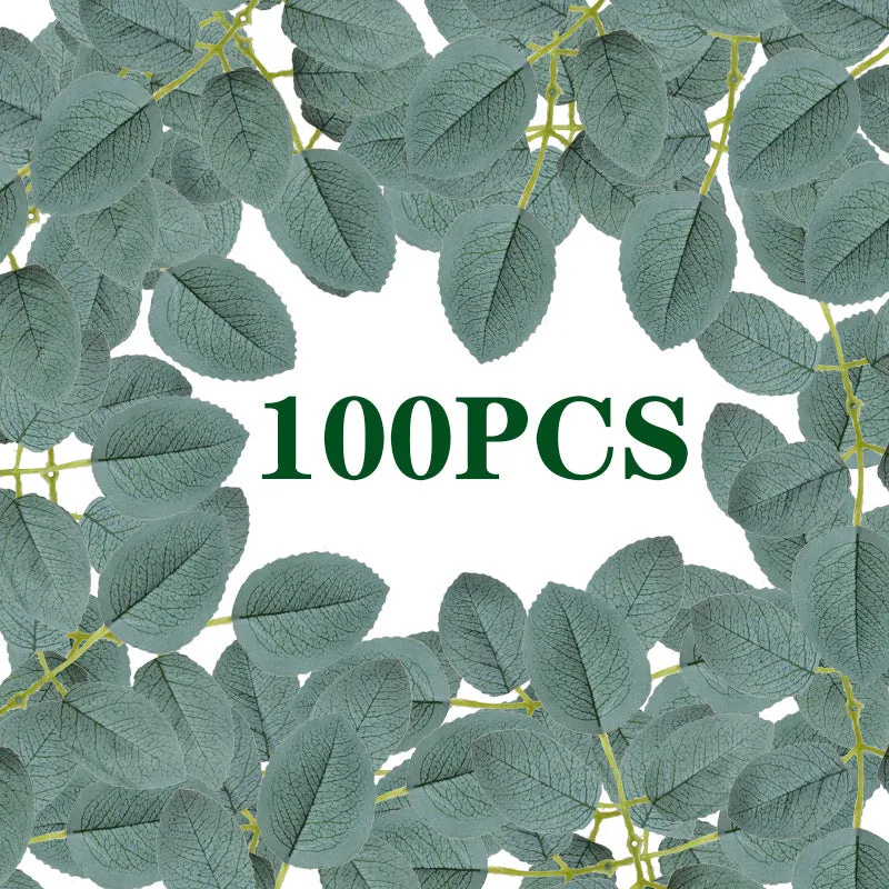 Bulk 100pcs Artificial Rose Leaves for DIY Wedding Cake Presentation & Packaging Wholesale