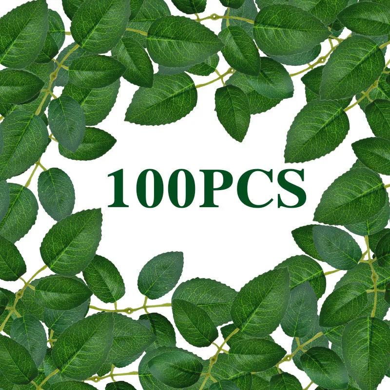 Bulk 100pcs Artificial Rose Leaves for DIY Wedding Cake Presentation & Packaging Wholesale