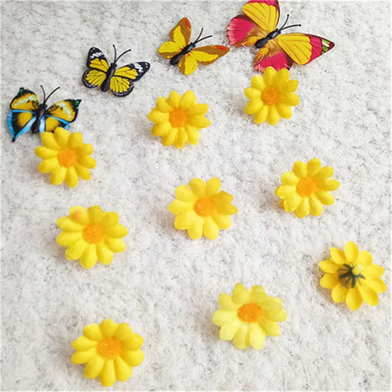 Bulk 20pcs Daisy Flowers Heads Silk Flowers for Wedding Party and DIY Craft Wholesale