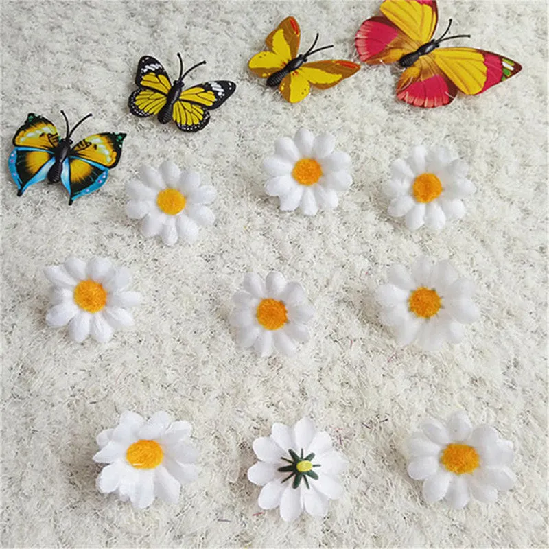 Bulk 20pcs Daisy Flowers Heads Silk Flowers for Wedding Party and DIY Craft Wholesale