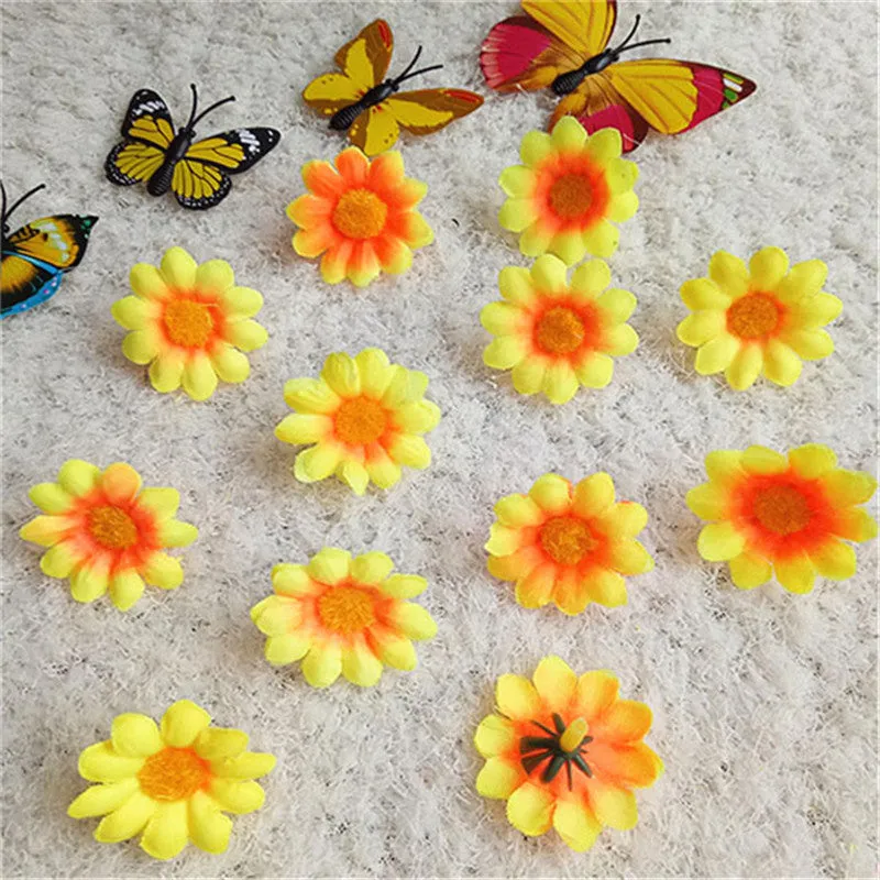 Bulk 20pcs Daisy Flowers Heads Silk Flowers for Wedding Party and DIY Craft Wholesale