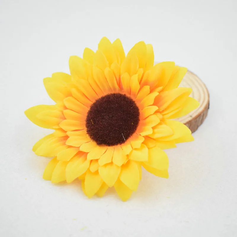 Bulk 3.5" Sunflower Head Artificial Silk Flowers Wholesale