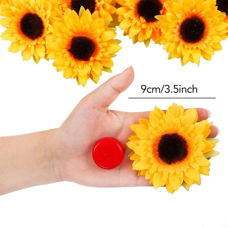 Bulk 3.5" Sunflower Head Artificial Silk Flowers Wholesale