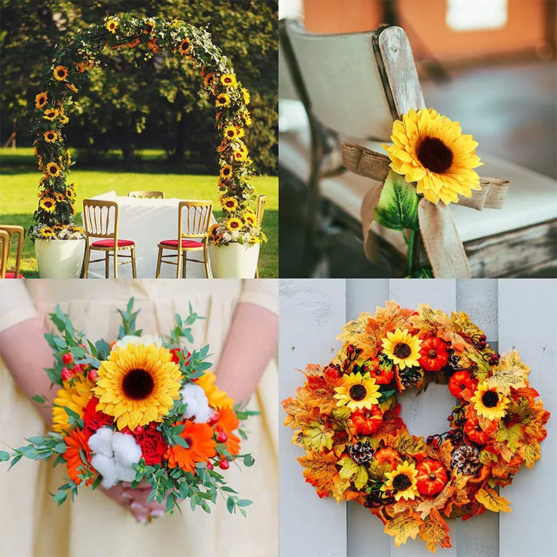 Bulk 3.5" Sunflower Head Artificial Silk Flowers Wholesale