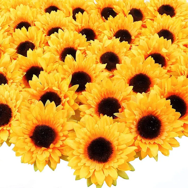 Bulk 3.5" Sunflower Head Artificial Silk Flowers Wholesale