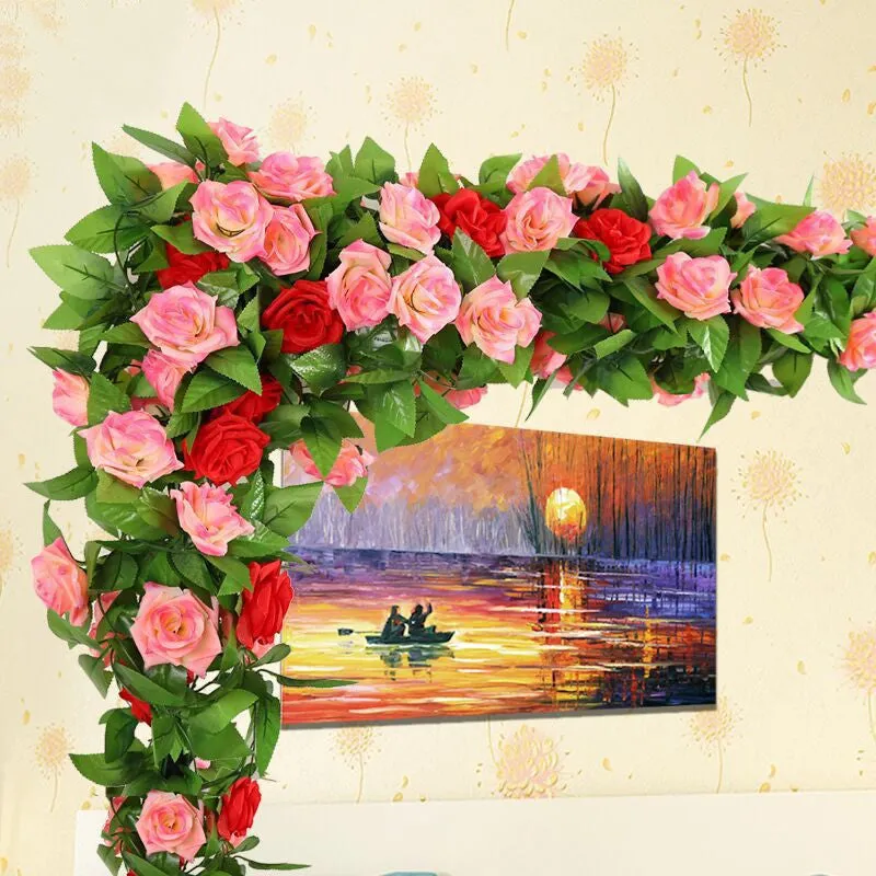 Bulk 8FT Artificial Rose Garland Flowers Vines Hanging Rose Flowers for Wall Decor Birthday Parties Weddings Room Decoration Wholesale