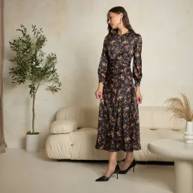 Clara Dress Burgundy Floral