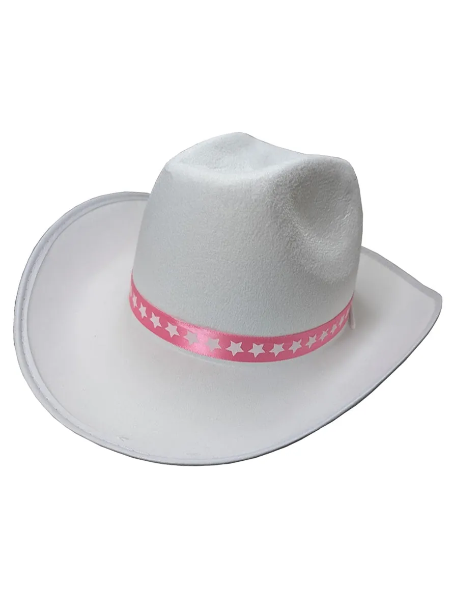 Cowboy White Costume Hat With Pink Star Band