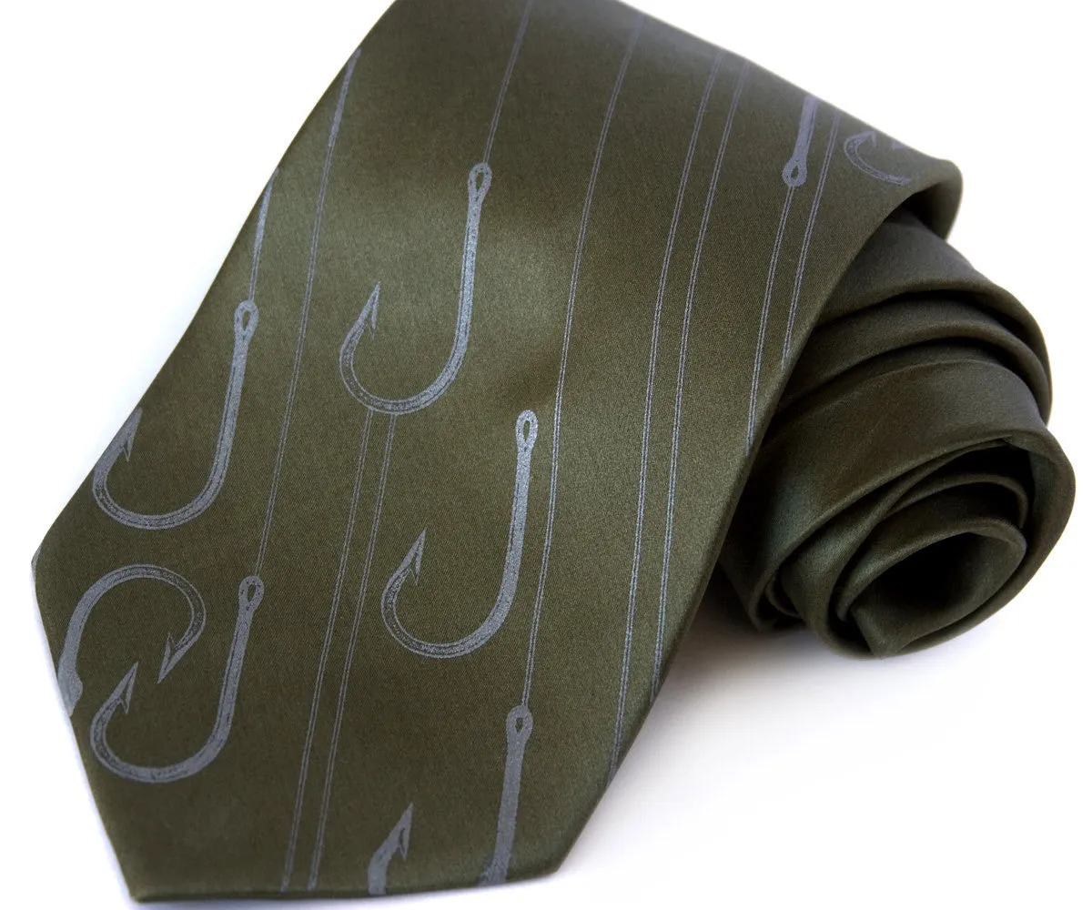 Fishing Silk Necktie. Playing Hooky Tie