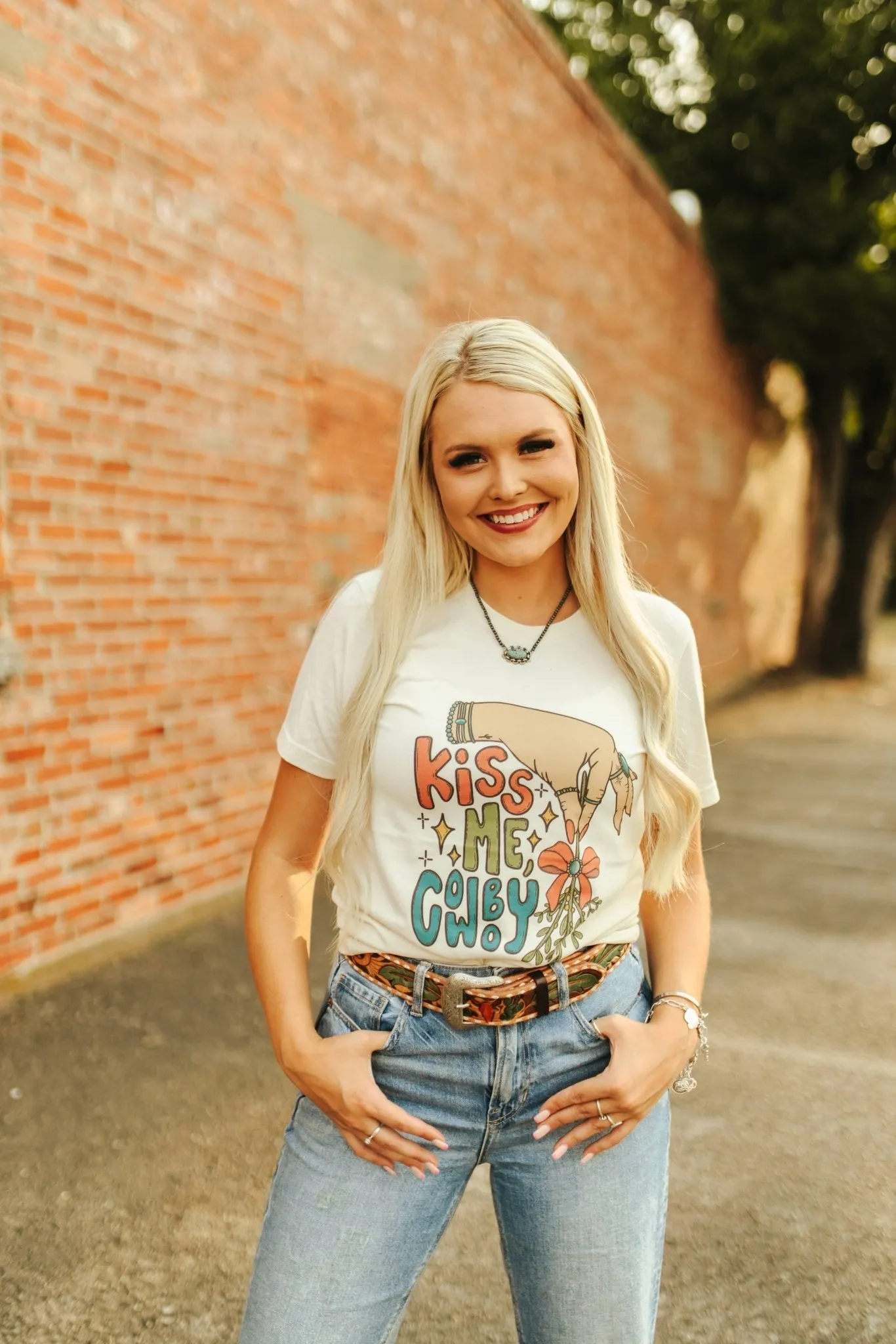 Kiss Me Cowboy Mistletoe Graphic Tee