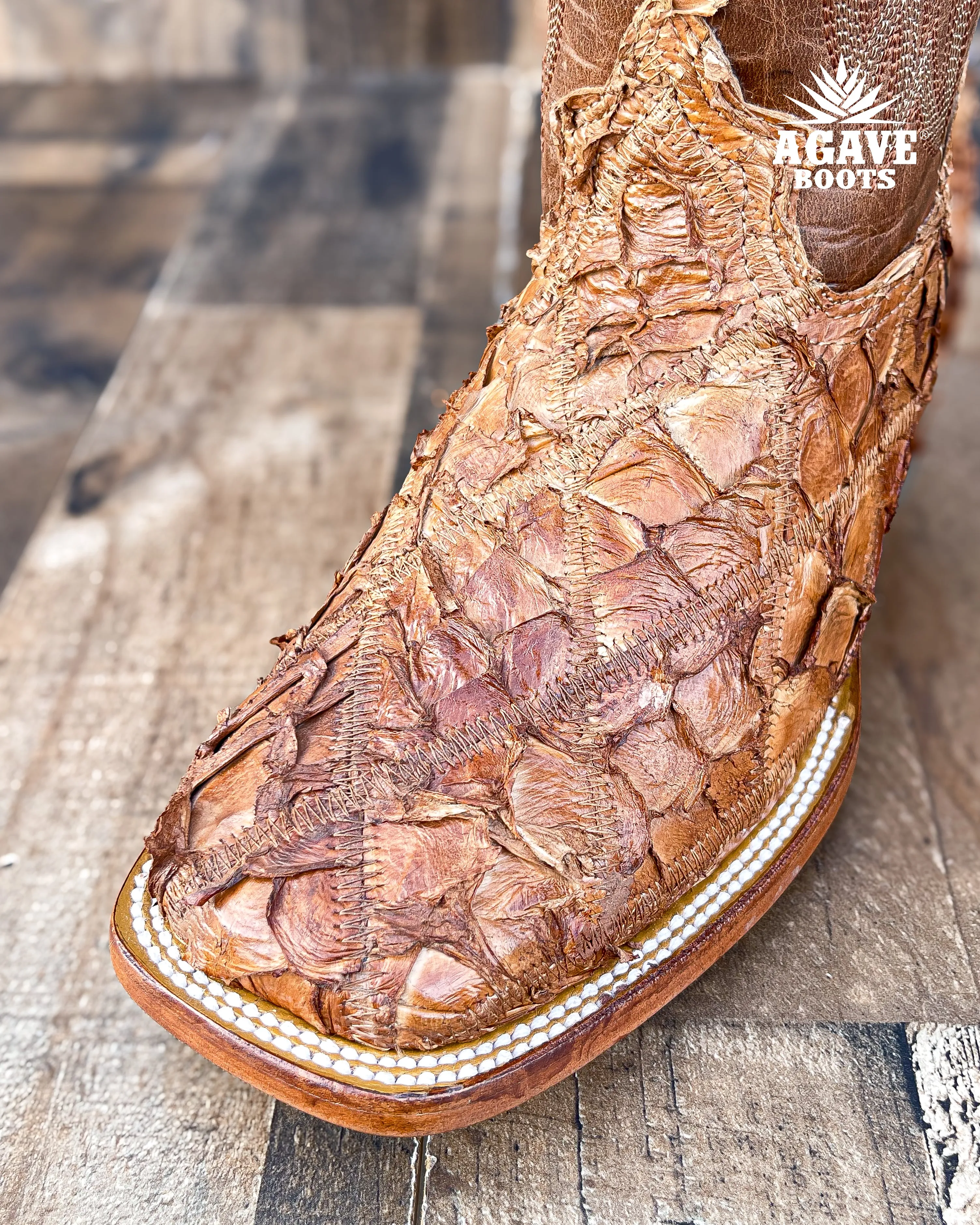 PATCHWORK PIRARUCU BASS GENUINE | MEN SQUARE TOE WESTERN COWBOY BOOTS