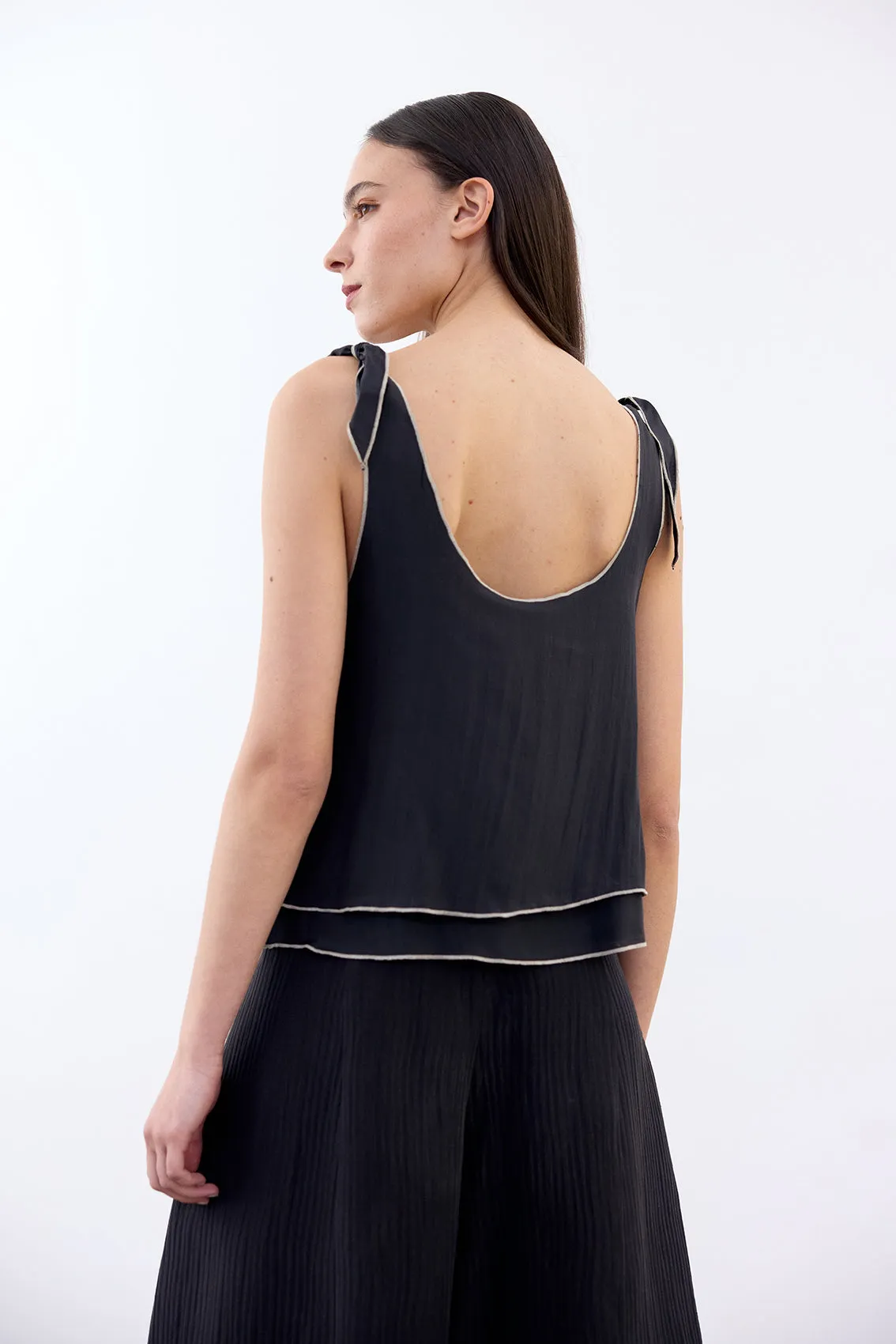 Reversible Silk Top - Ónix