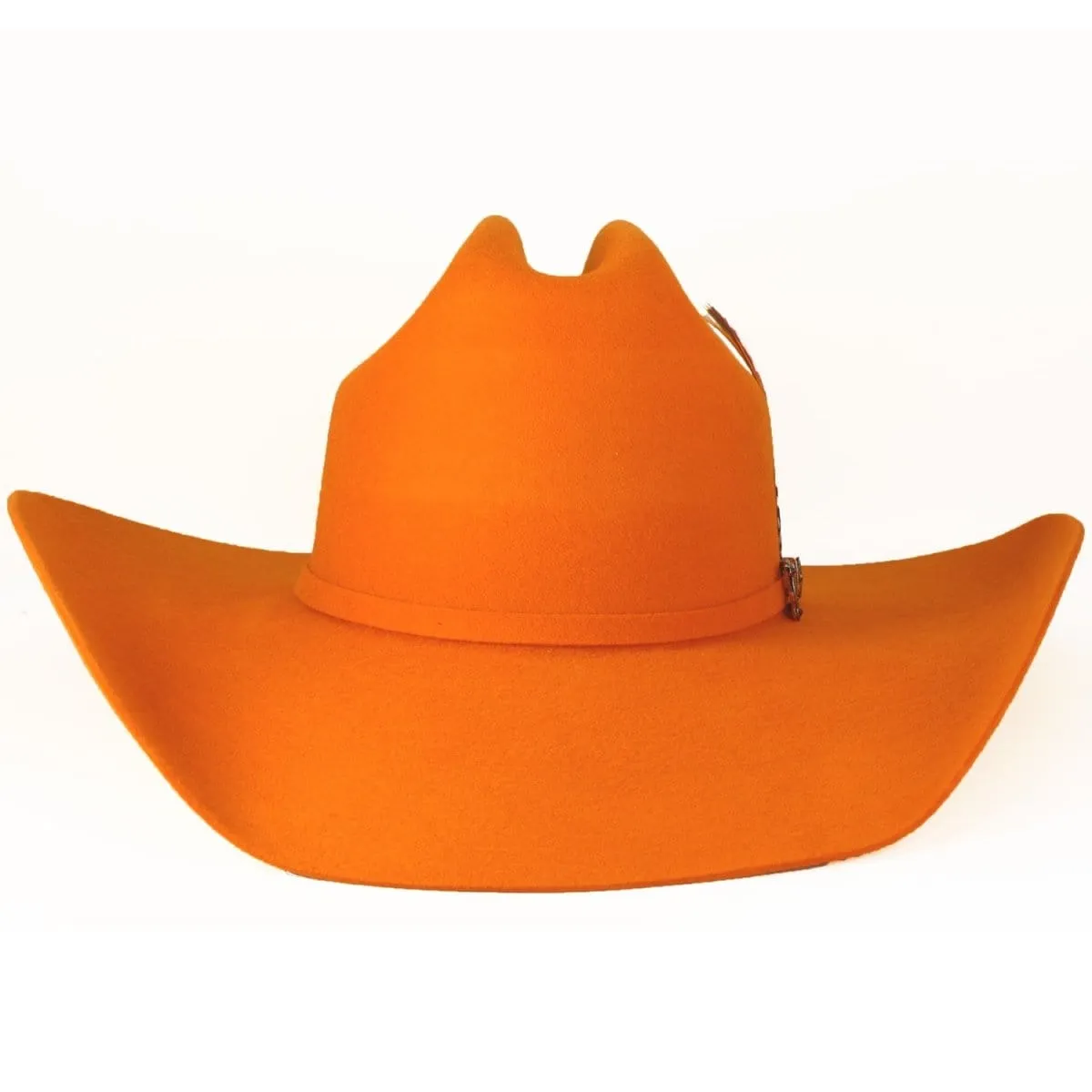 Stone 100X Women Cowboy Felt Hat with Feathers Orange