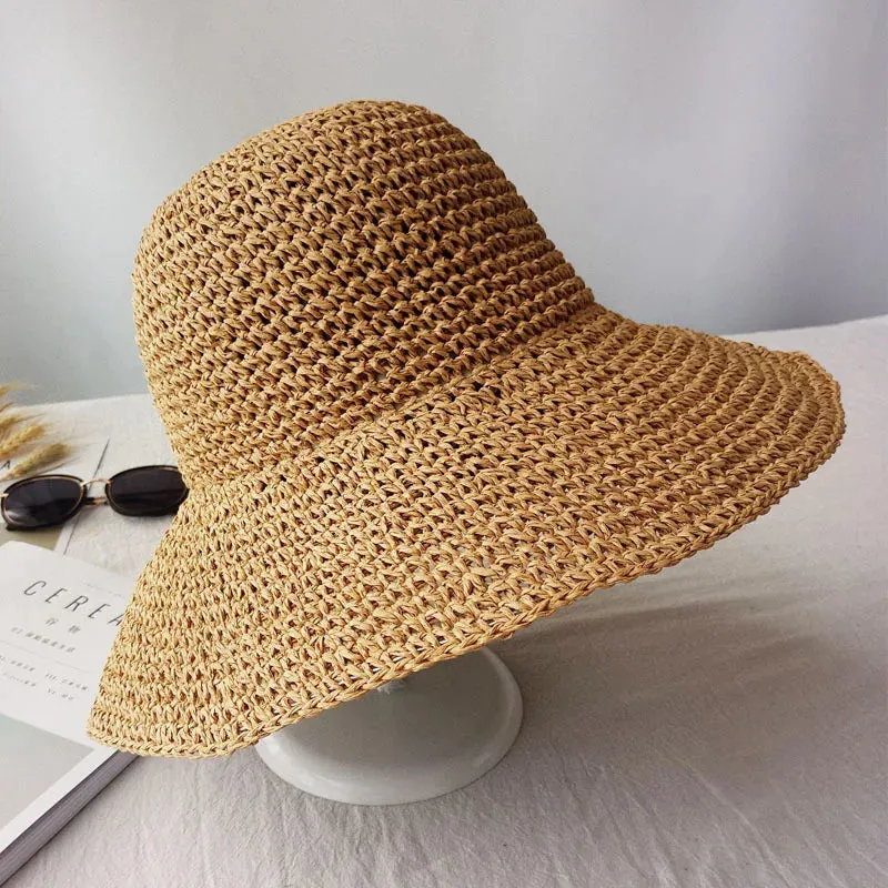 Summer Fashion Women Straw Hat Lady Summer Sun Hat Visor Cap Panama Style Bucket Cap Strawhat Beach Hat Femme Shade Hat