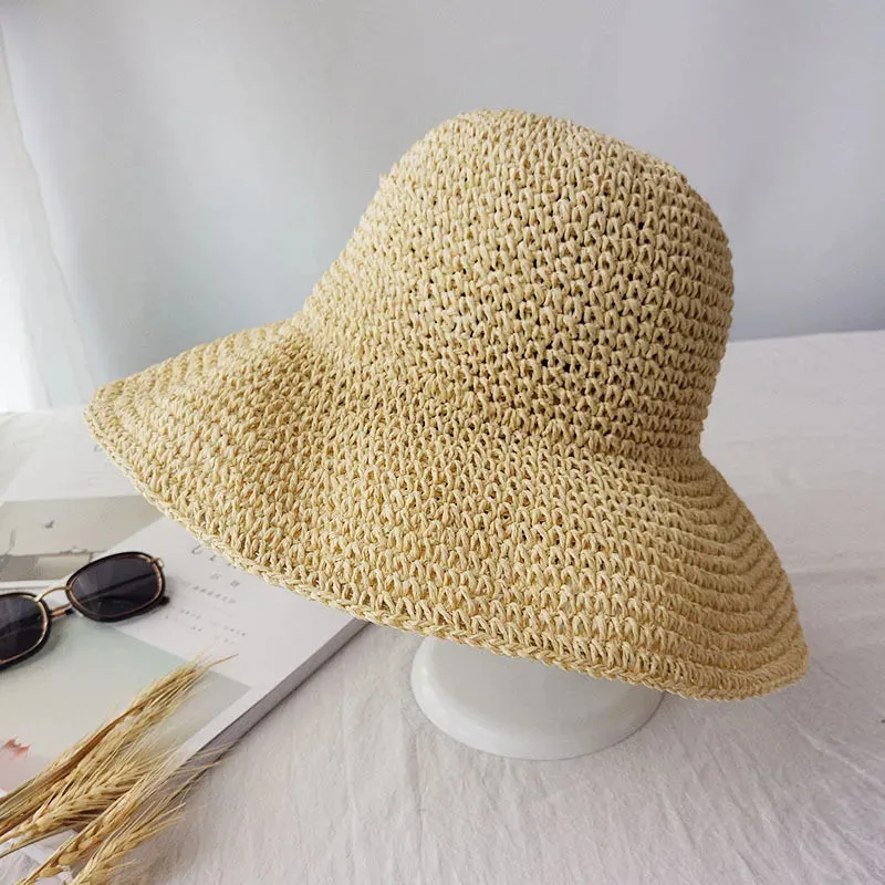 Summer Fashion Women Straw Hat Lady Summer Sun Hat Visor Cap Panama Style Bucket Cap Strawhat Beach Hat Femme Shade Hat