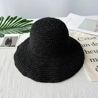 Summer Fashion Women Straw Hat Lady Summer Sun Hat Visor Cap Panama Style Bucket Cap Strawhat Beach Hat Femme Shade Hat